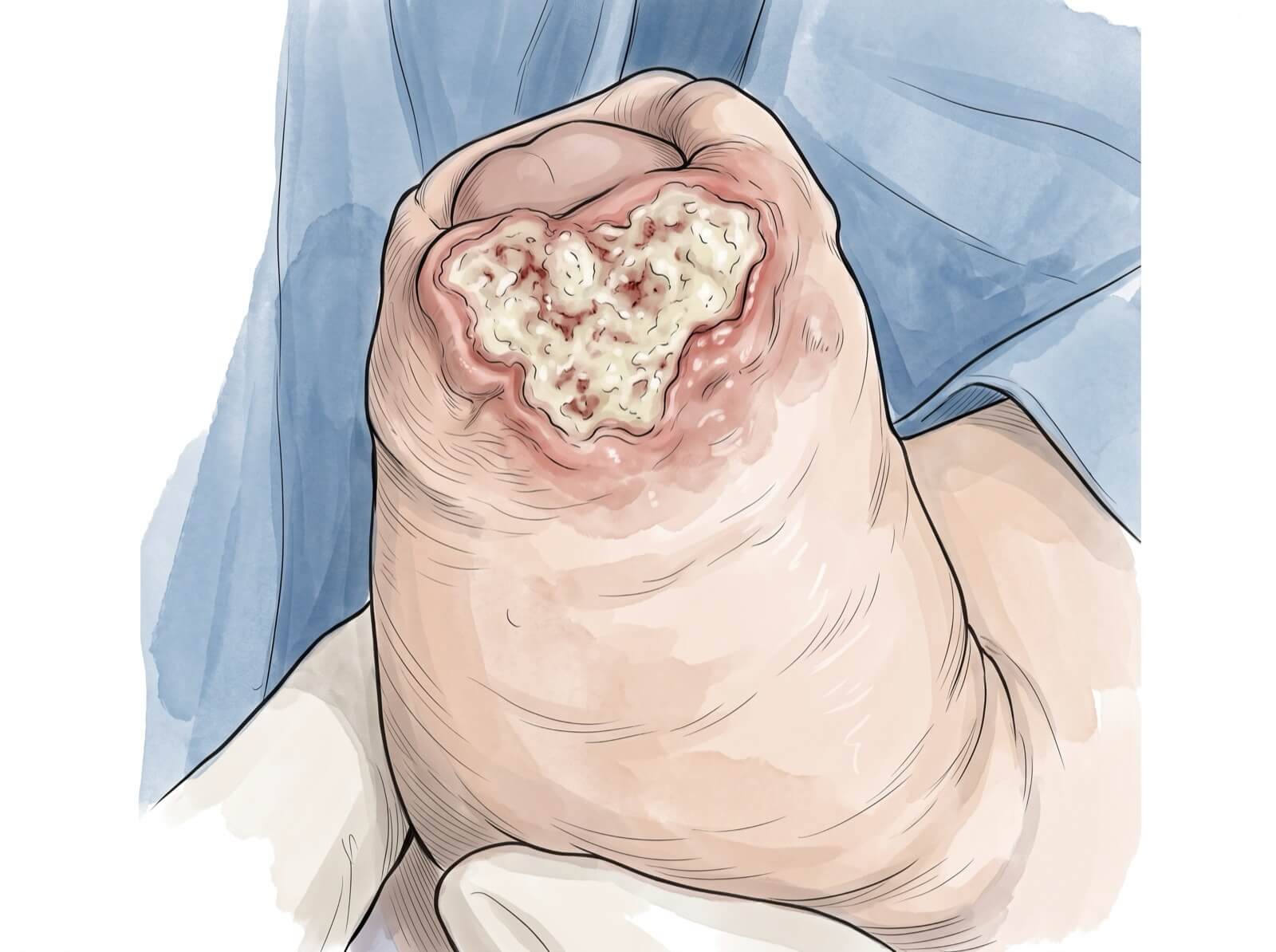 Illustration médicale d'une ulcération génitale de donovatose.