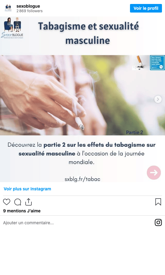 Publication Instagram Sexoblogue