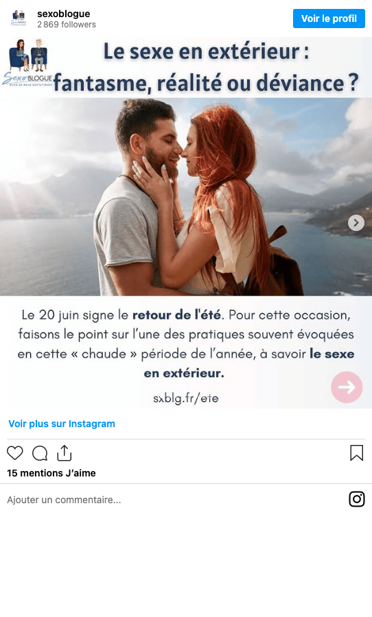 Publication Instagram Sexoblogue