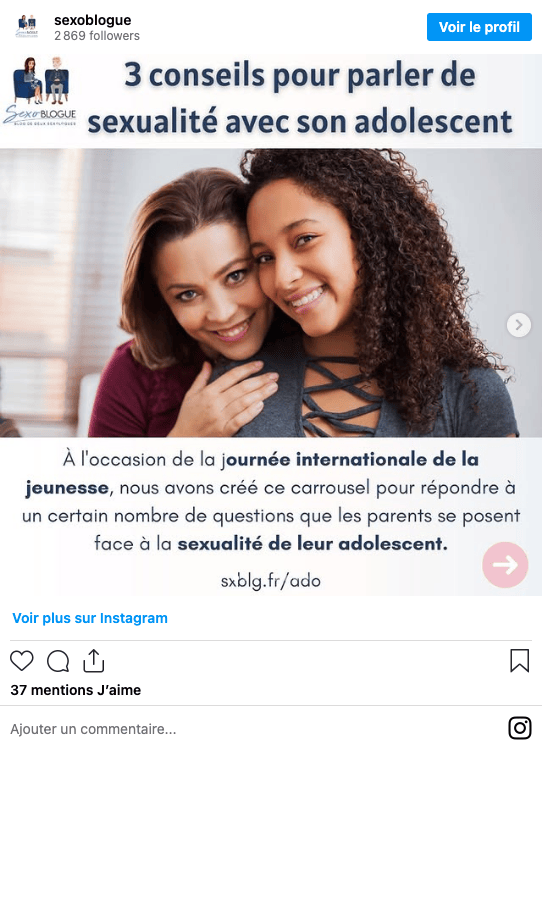 Publication Instagram Sexoblogue