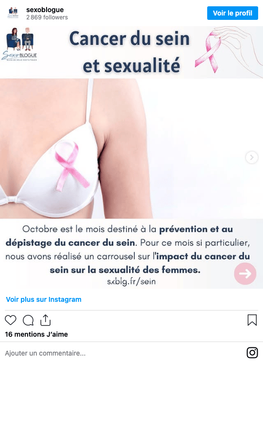 Publication Instagram Sexoblogue
