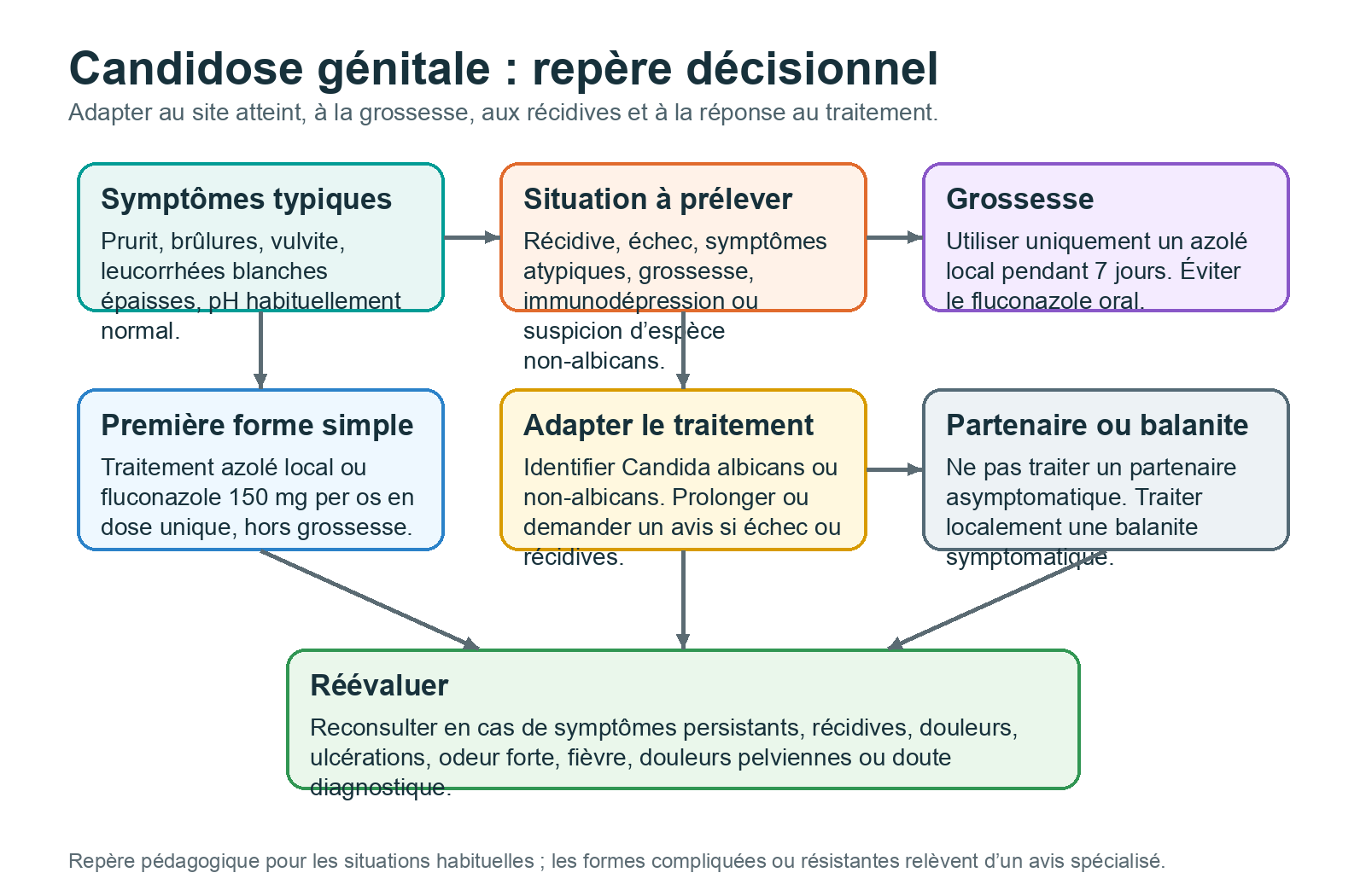Organigramme décisionnel de prise en charge d’une candidose génitale